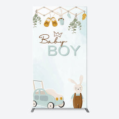 Lofaris Little Bunny Stroller Leaves Baby Boy Arch Backdrop