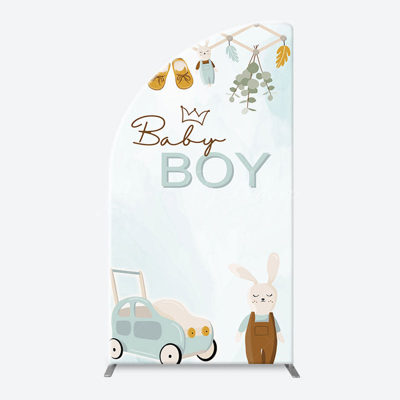 Lofaris Little Bunny Stroller Leaves Baby Boy Arch Backdrop