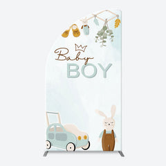 Lofaris Little Bunny Stroller Leaves Baby Boy Arch Backdrop