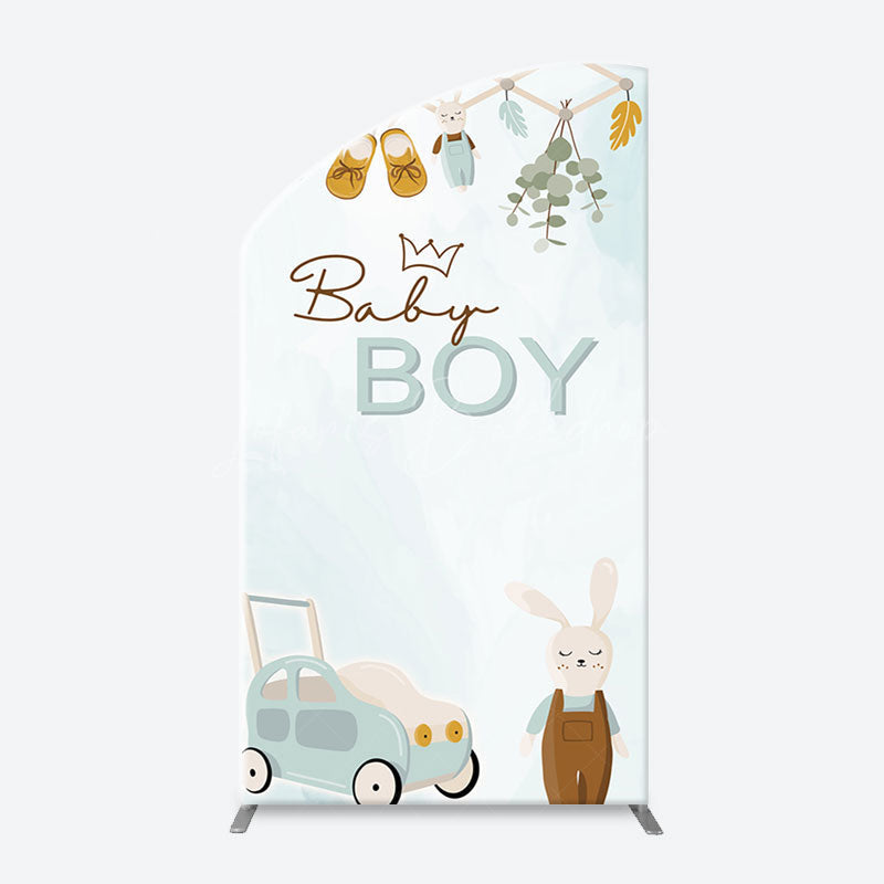 Lofaris Little Bunny Stroller Leaves Baby Boy Arch Backdrop