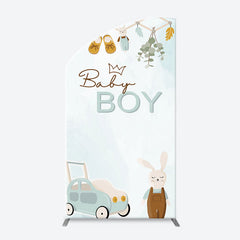 Lofaris Little Bunny Stroller Leaves Baby Boy Arch Backdrop