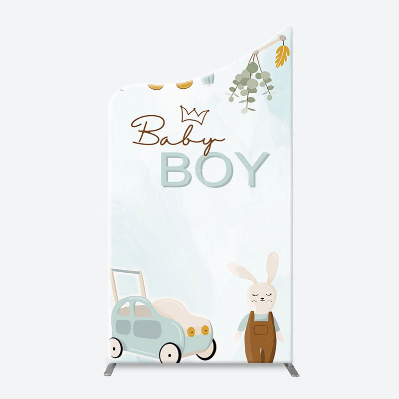 Lofaris Little Bunny Stroller Leaves Baby Boy Arch Backdrop
