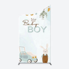 Lofaris Little Bunny Stroller Leaves Baby Boy Arch Backdrop
