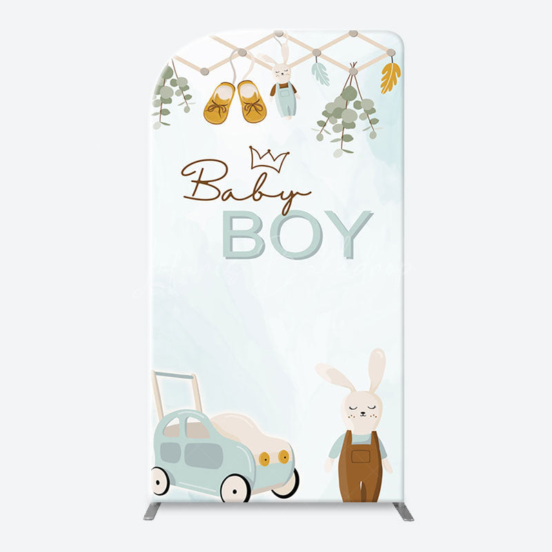 Lofaris Little Bunny Stroller Leaves Baby Boy Arch Backdrop