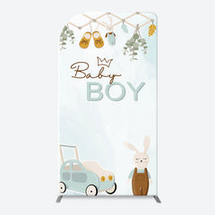 Lofaris Little Bunny Stroller Leaves Baby Boy Arch Backdrop