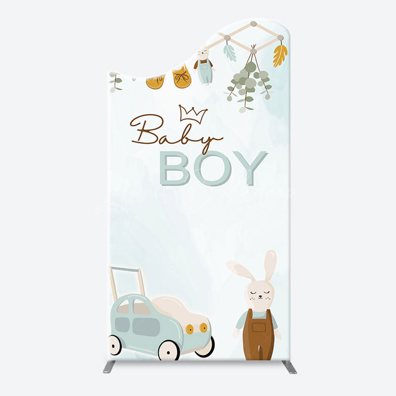 Lofaris Little Bunny Stroller Leaves Baby Boy Arch Backdrop