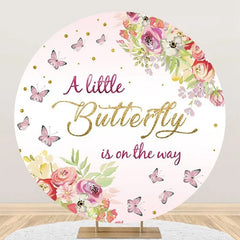Lofaris Little Butterfly Floral Round Baby Shower Backdrop