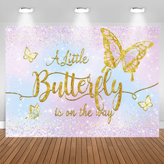 Lofaris Little Butterfly Glitter Purple Baby Shower Backdrop