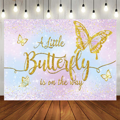 Lofaris Little Butterfly Glitter Purple Baby Shower Backdrop