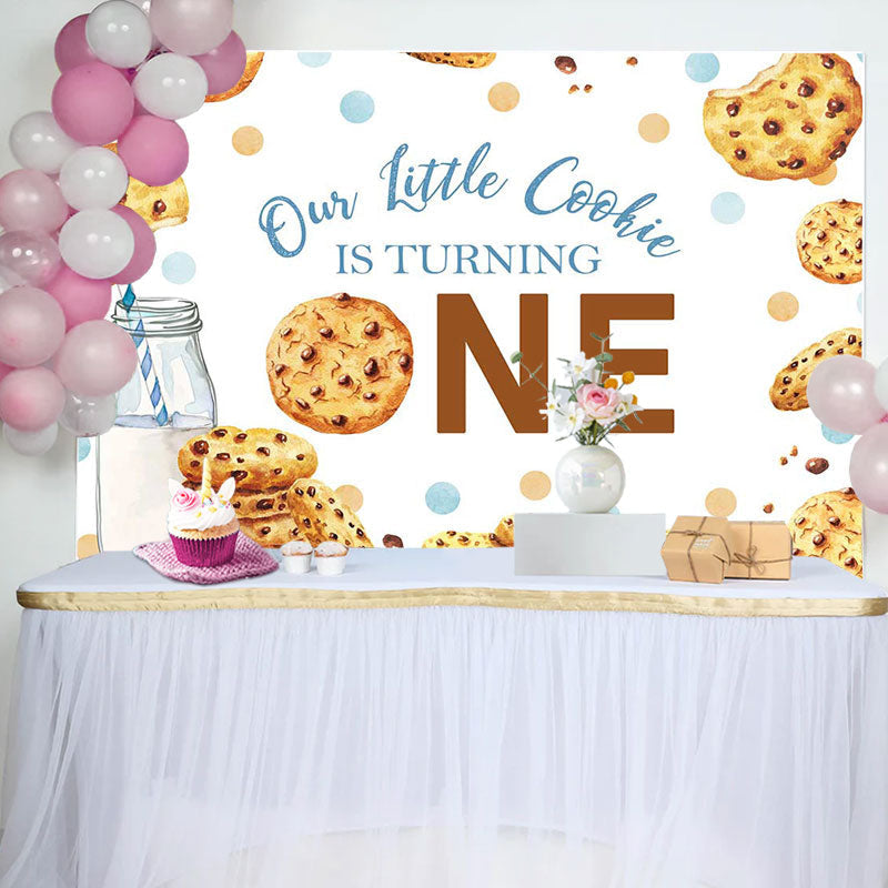 Lofaris Little Cookie Milk White 1st Birthday Party Backdrop