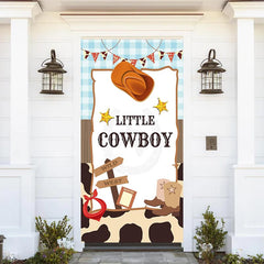 Lofaris Little Cowboy Wild West Brown Baby Shower Door Cover