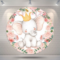 Lofaris Little Elephant Pink Floral Birthday Backdrop For Girls