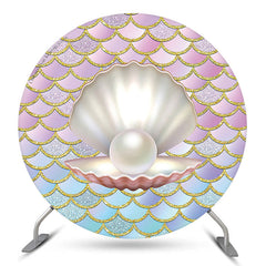 Lofaris Little Mermaid Pearl Round Party Backdrop Cover