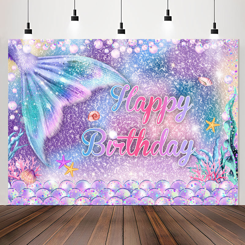 Lofaris Little Mermaid Pearls Absract Texture Birthday Backdrop