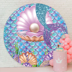 Lofaris Little Mermaid Tail Pearl Round Party Backdrop