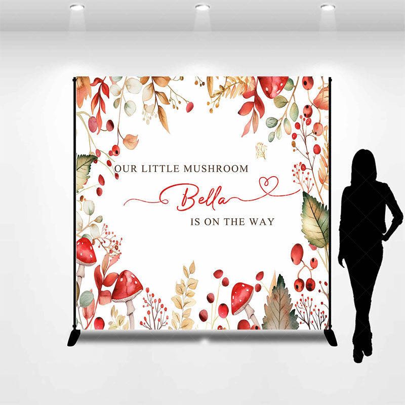 Lofaris Little Mushroom Leaves Custom Baby Shower Backdrop