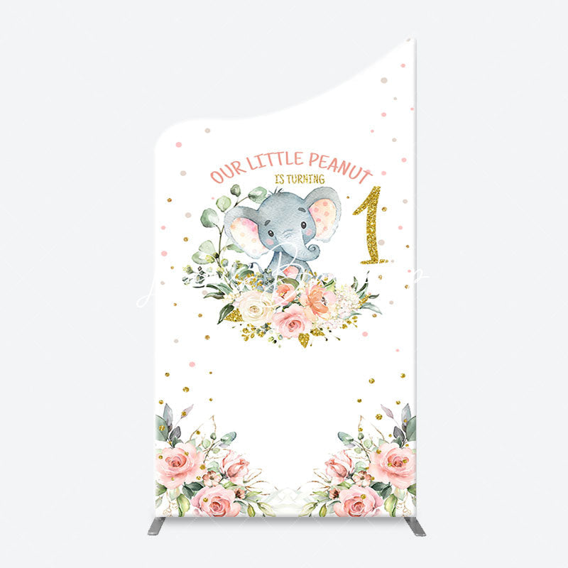 Lofaris Little Peanut Elephant Floral Arch Birthday Backdrop