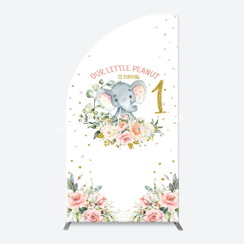 Lofaris Little Peanut Elephant Floral Arch Birthday Backdrop