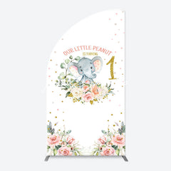 Lofaris Little Peanut Elephant Floral Arch Birthday Backdrop