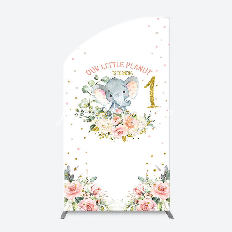 Lofaris Little Peanut Elephant Floral Arch Birthday Backdrop