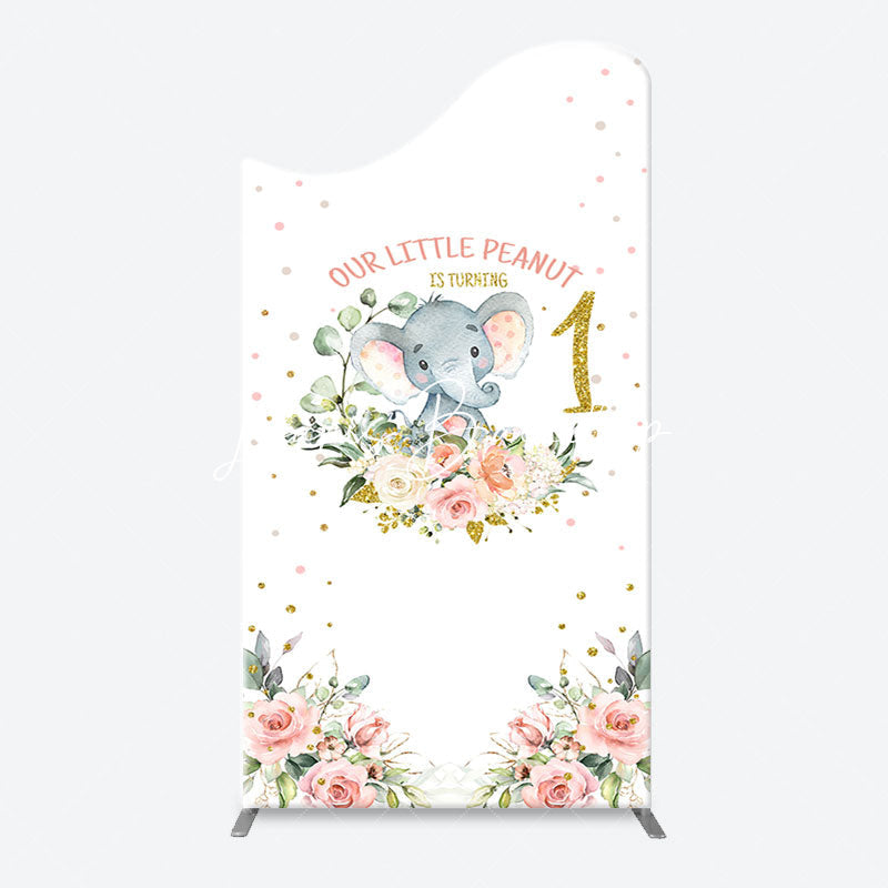 Lofaris Little Peanut Elephant Floral Arch Birthday Backdrop