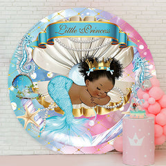 Lofaris Little Princess Mermaid Round Baby Shower Backdrop