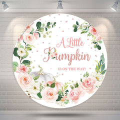 Lofaris Little Pumpkin Floral Round Girl Baby Shower Backdrop