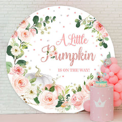 Lofaris Little Pumpkin Floral Round Girl Baby Shower Backdrop