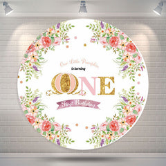 Lofaris Little Pumpkin Happy 1st Birthday Circle Backdrop