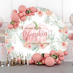 Lofaris Little Pumpkin Is On The Way Baby Shower Round Backdrop