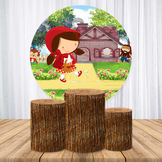 Lofaris Little Red Riding Hood Theme Party Round Backdrop Kit
