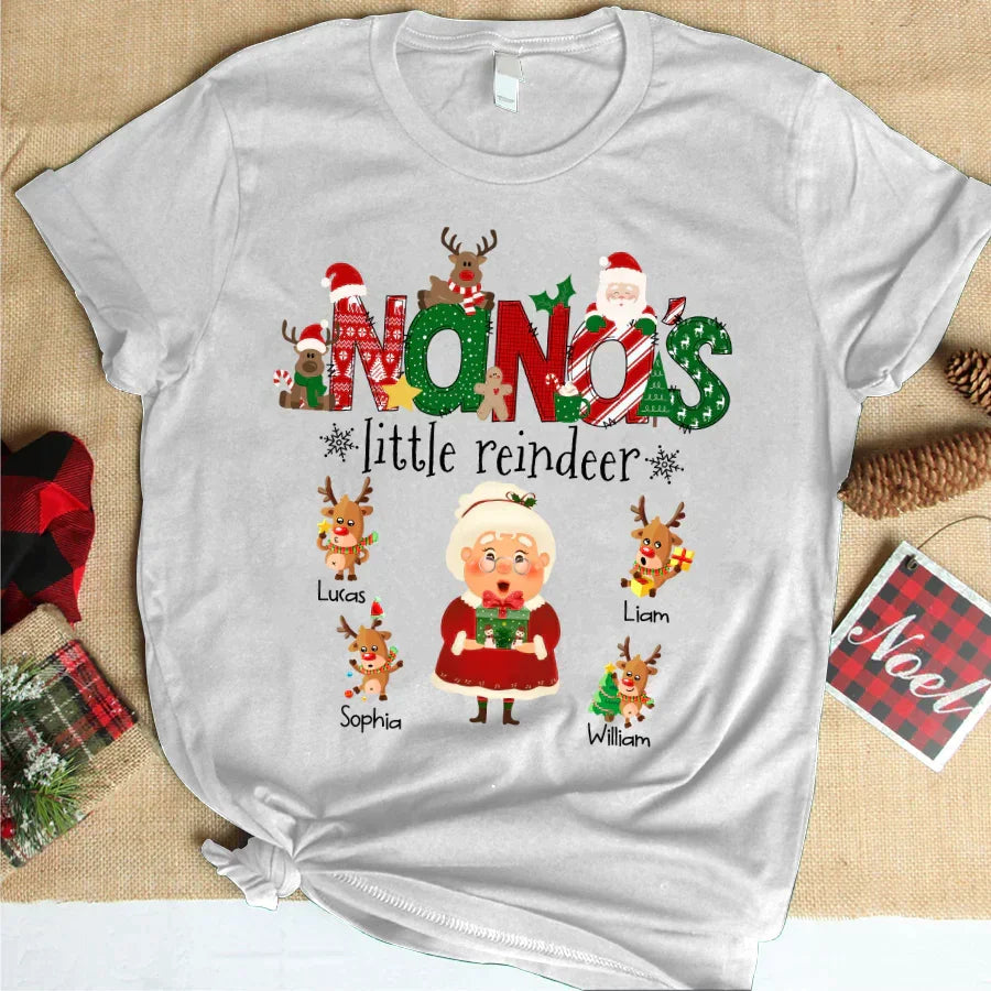 Lofaris Little Reindeer Customized Name Christmas T-Shirt