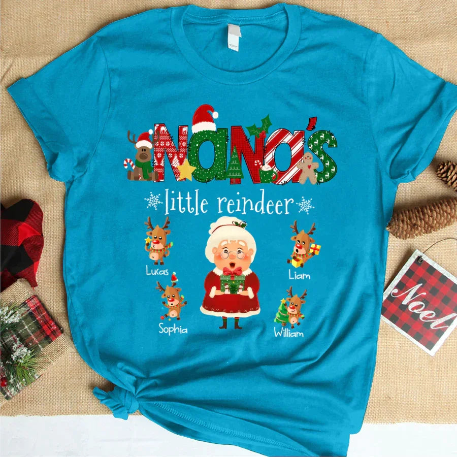 Lofaris Little Reindeer Customized Name Christmas T-Shirt
