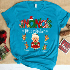 Lofaris Little Reindeer Customized Name Christmas T-Shirt