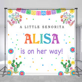 Lofaris Little Senorita Cactus Custom Baby Shower Backdrop