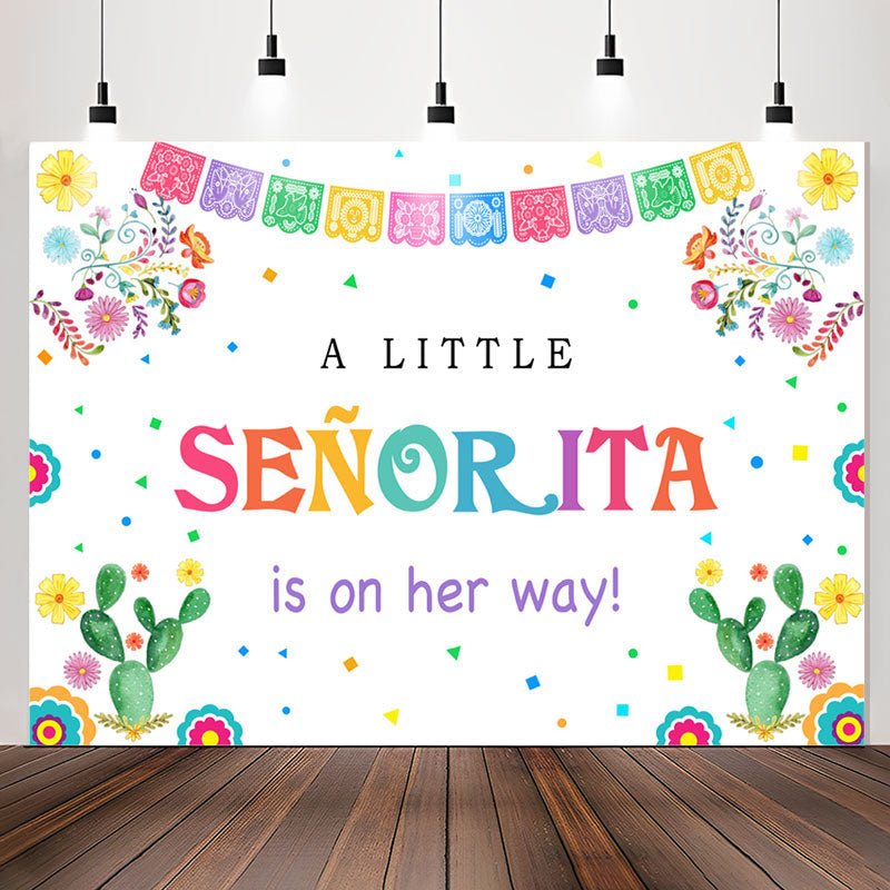 Lofaris Little Senorita On The Way Fiesta Baby Shower Backdrop
