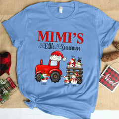 Lofaris Little Snowmen Trator Custom Name Christmas T-Shirt