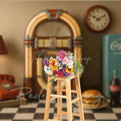 Lofaris 1950s Retro Diner Photography Backdrop Jukebox and Vintage Soda Machine Photo Background