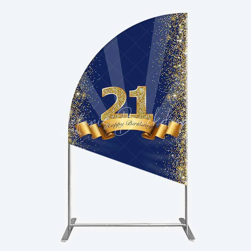 Lofaris 21st Happy Birthday Half Moon Arch Backdrop Gold Glitter Number 21 on Navy Blue Background Cheers to Years Party Decor