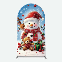 Lofaris 3-Piece Arch Backdrop Set Christmas Snowman Reindeer Winter Holiday Santa House Chiara Wall Cover Party Decoration