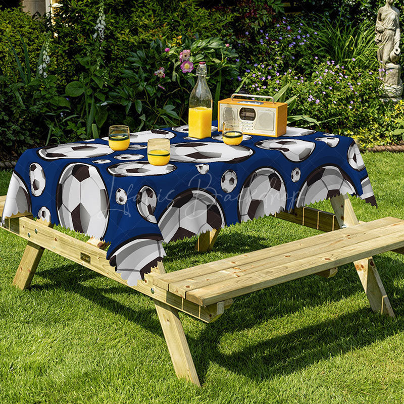 Lofaris 3D Football Print Home Party Rectangular Tablecloth