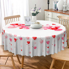 Lofaris 3D Hanging Red Hearts Round Tablecloth Romantic Love Pattern Table Cover Anniversary Wedding Party Decor
