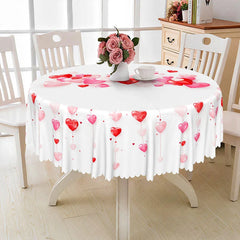 Lofaris 3D Hanging Red Hearts Round Tablecloth Romantic Love Pattern Table Cover Anniversary Wedding Party Decor