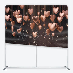 Lofaris 3D Hanging Rose Gold Hearts Tension Fabric Backdrop Glitter Valentine Day Romantic Photography Background