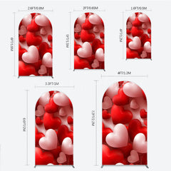 Lofaris 3D Hearts Valentine’s Day Arch Backdrop Red and White Romantic Love Theme Wedding or Anniversary Photo Prop