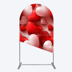 Lofaris 3D Hearts Valentine’s Day Arch Backdrop Red and White Romantic Love Theme Wedding or Anniversary Photo Prop