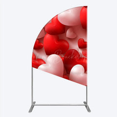Lofaris 3D Hearts Valentine’s Day Half Moon Arch Backdrop Red and White Romantic Love Theme Wedding or Anniversary Photo Prop