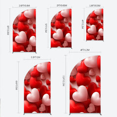 Lofaris 3D Hearts Valentine’s Day Half Moon Arch Backdrop Red and White Romantic Love Theme Wedding or Anniversary Photo Prop
