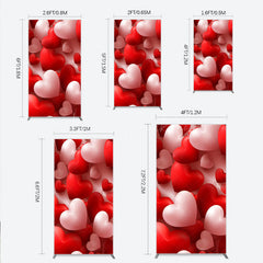 Lofaris 3D Hearts Valentine’s Day Rectangle Backdrop Red and White Romantic Love Theme Wedding or Anniversary Photo Prop
