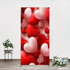 Lofaris 3D Hearts Valentine’s Day Rectangle Backdrop Red and White Romantic Love Theme Wedding or Anniversary Photo Prop